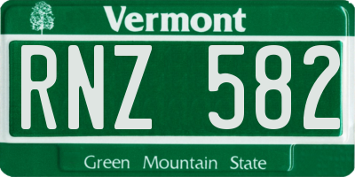 VT license plate RNZ582