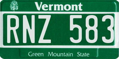 VT license plate RNZ583