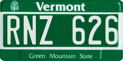 VT license plate RNZ626