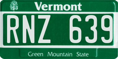 VT license plate RNZ639
