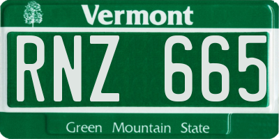 VT license plate RNZ665