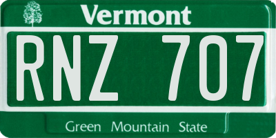 VT license plate RNZ707