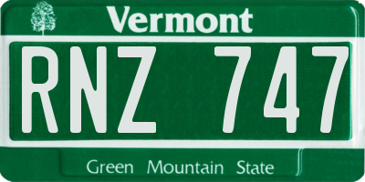 VT license plate RNZ747