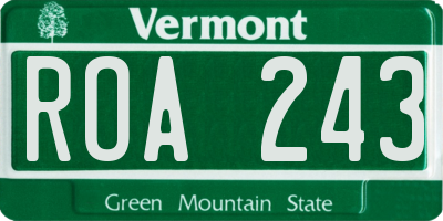 VT license plate ROA243