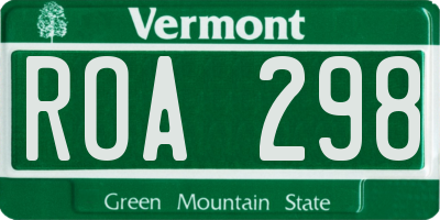 VT license plate ROA298