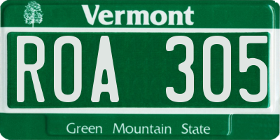 VT license plate ROA305