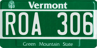 VT license plate ROA306