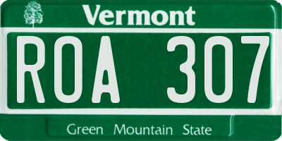 VT license plate ROA307
