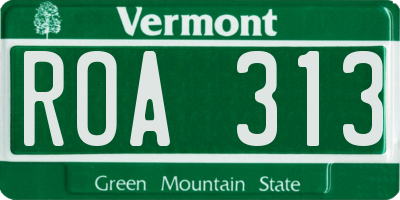 VT license plate ROA313