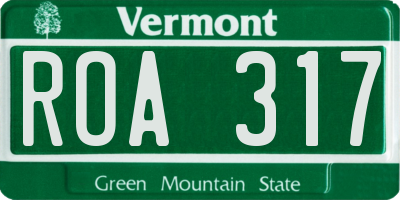VT license plate ROA317