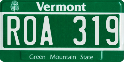 VT license plate ROA319