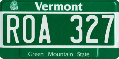 VT license plate ROA327