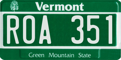 VT license plate ROA351
