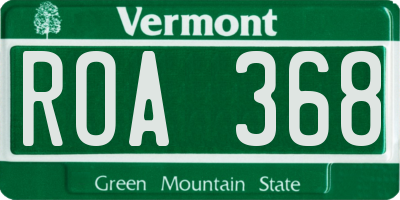 VT license plate ROA368