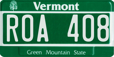 VT license plate ROA408