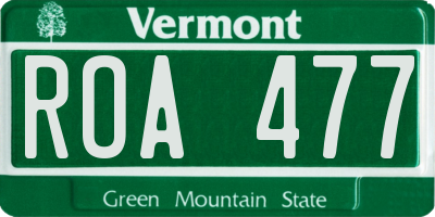 VT license plate ROA477