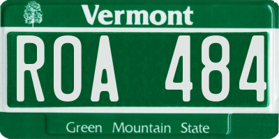VT license plate ROA484