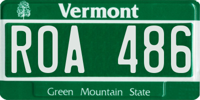 VT license plate ROA486