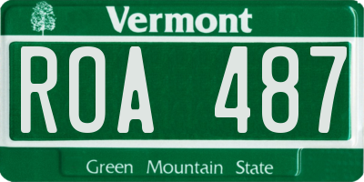 VT license plate ROA487