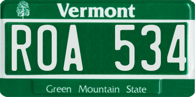 VT license plate ROA534