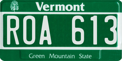 VT license plate ROA613