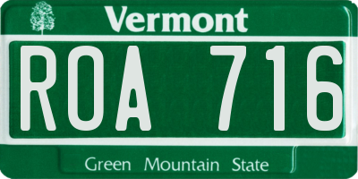 VT license plate ROA716