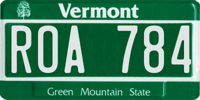 VT license plate ROA784