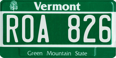 VT license plate ROA826