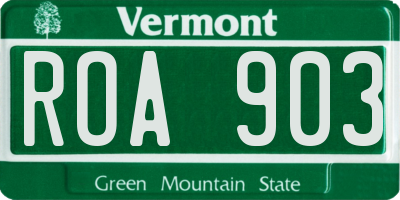 VT license plate ROA903