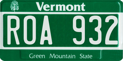 VT license plate ROA932