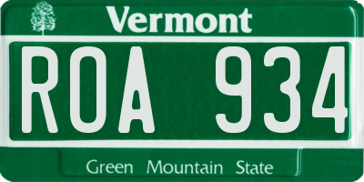 VT license plate ROA934