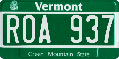 VT license plate ROA937