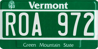 VT license plate ROA972