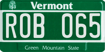 VT license plate ROB065