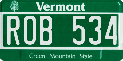 VT license plate ROB534