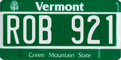 VT license plate ROB921