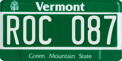 VT license plate ROC087