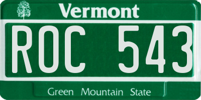 VT license plate ROC543