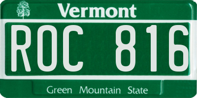 VT license plate ROC816