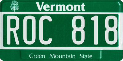 VT license plate ROC818