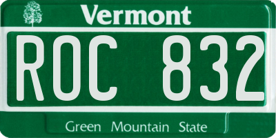 VT license plate ROC832