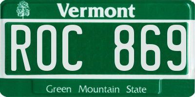 VT license plate ROC869
