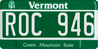 VT license plate ROC946