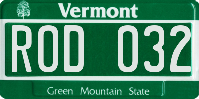 VT license plate ROD032
