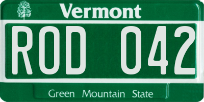 VT license plate ROD042
