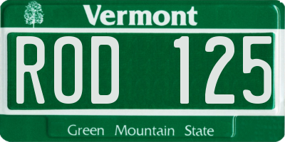 VT license plate ROD125