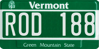 VT license plate ROD188