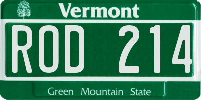 VT license plate ROD214