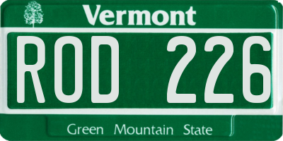 VT license plate ROD226