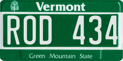 VT license plate ROD434